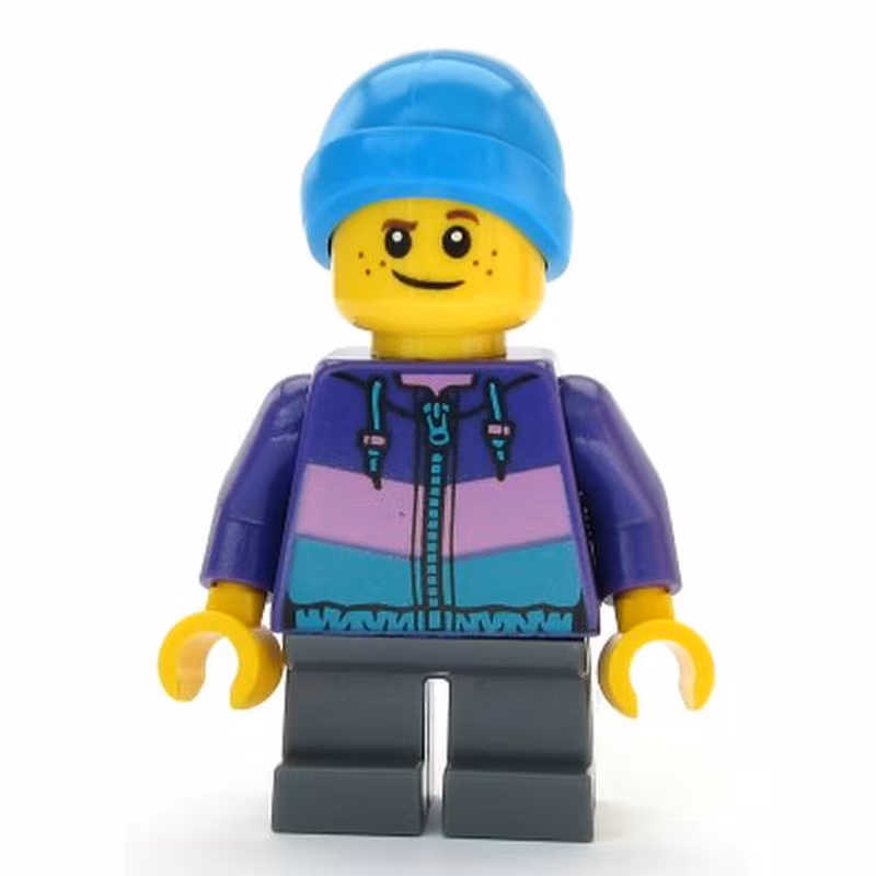 Boy - Dark Purple Jacket, Dark Bluish Gray Short Legs, Dark Azure Beanie Boy - Dark Purple Jacket, Dark Bluish Gray Short Legs, Dark Azure Beanie