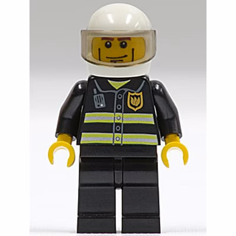 Fire - Reflective Stripes, Black Legs, White Standard Helmet, Cheek Lines Fire - Reflective Stripes, Black Legs, White Standard Helmet, Cheek Lines