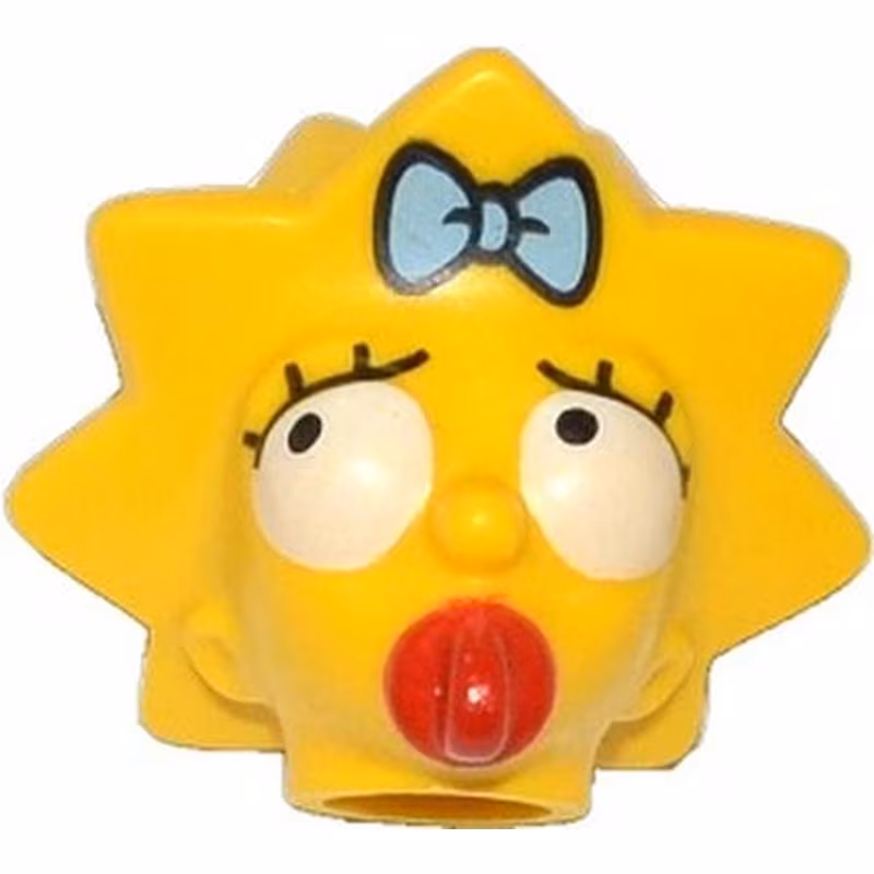 Minifigure, Head, Modified Simpsons Maggie Simpson - Worried Look Pattern
