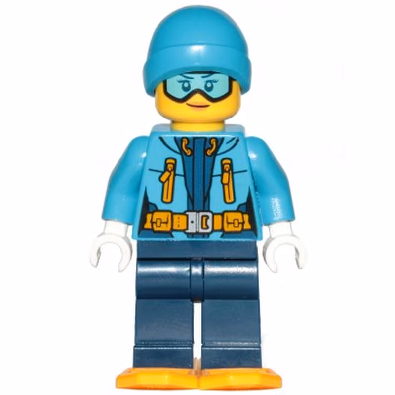 Arctic Explorer - Female, Dark Blue Legs, Dark Azure Beanie, Medium Azure Ski Goggles, Bright Light Orange Snowshoes Arctic Explorer - Female, Dark Blue Legs, Dark Azure Beanie, Medium Azure Ski Goggles, Bright Light Orange Snowshoes