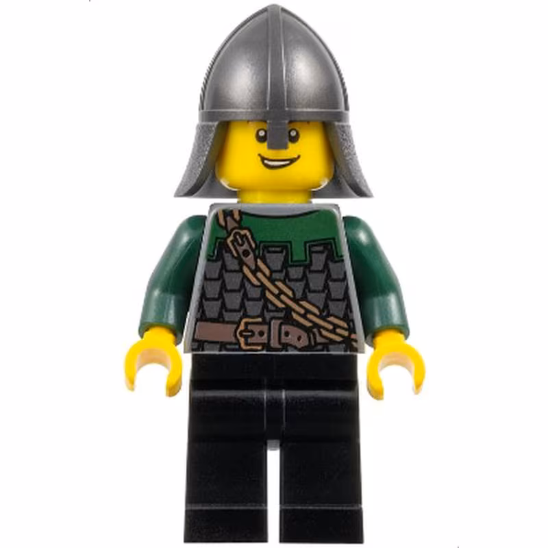 Kingdoms - Dragon Knight Scale Mail with Chain and Belt, Helmet with Neck Protector, Open Grin