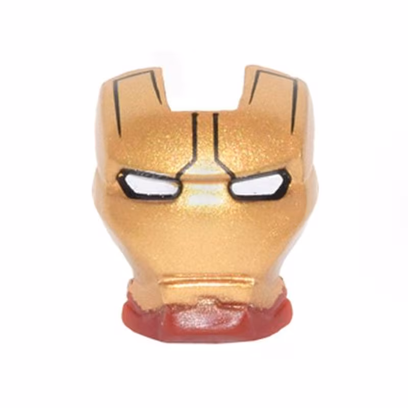 Minifigure, Visor Top Hinge with Gold Face Shield, Black Lines on Forehead and White Eyes Pattern