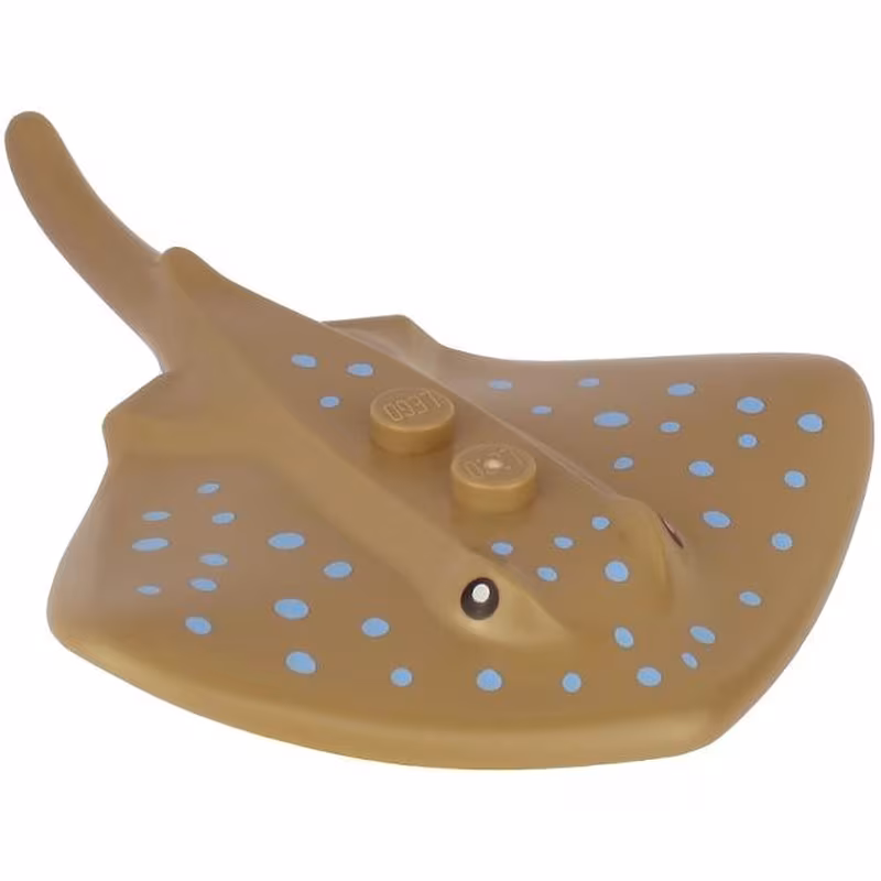 Manta Ray / Stingray with 2 Studs with Black Eyes and Bright Light Blue Dots Pattern Manta Ray / Stingray with 2 Studs with Black Eyes and Bright Light Blue Dots Pattern