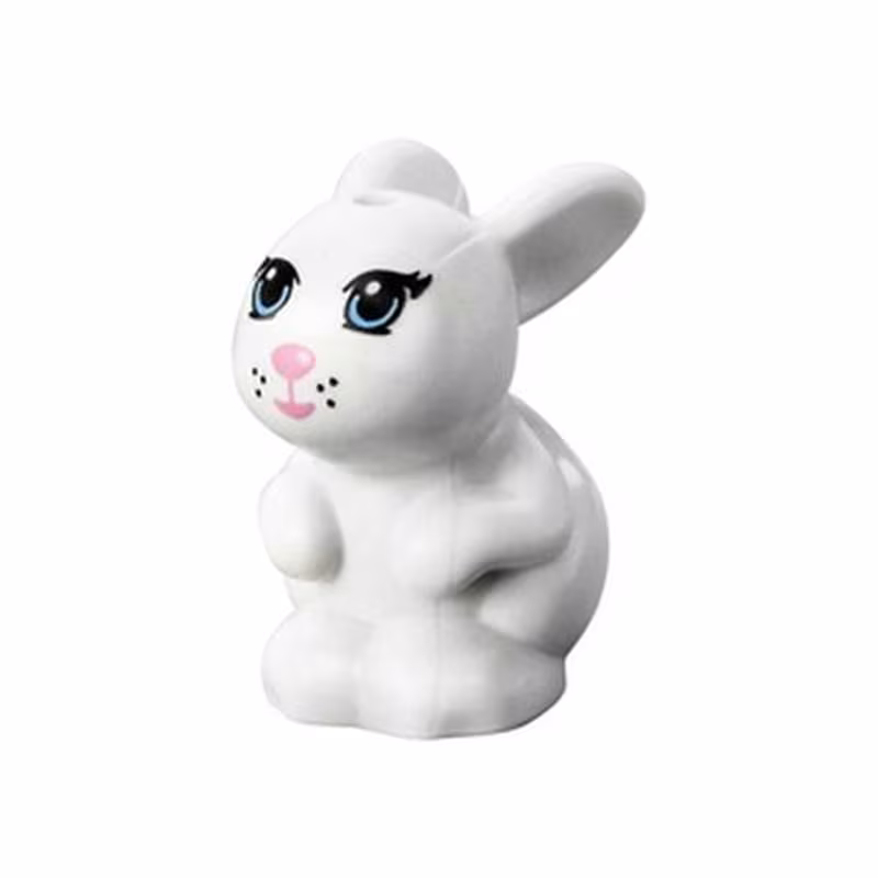 Bunny / Rabbit, Friends, Sitting with Bright Light Blue Eyes, Bright Pink Nose and Mouth and Black Whisker Dots Pattern (Daisy) Bunny / Rabbit, Friends, Sitting with Bright Light Blue Eyes, Bright Pink Nose and Mouth and Black Whisker Dots Pattern (Daisy)