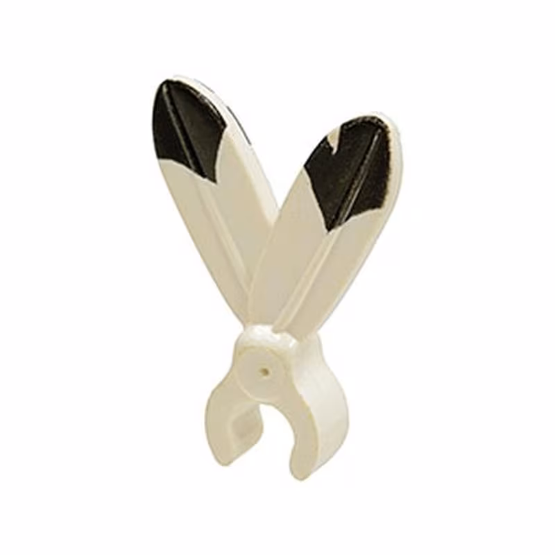 Minifigure, Plume Feathers with Clip and Black Tip Pattern