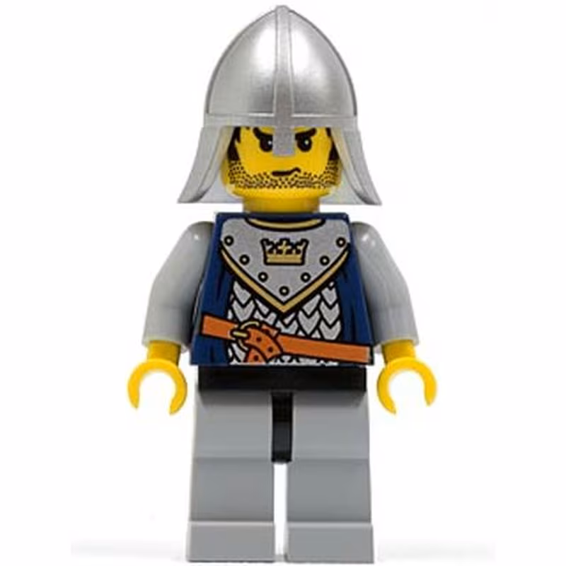Fantasy Era - Crown Knight Scale Mail with Crown, Helmet with Neck Protector, Black Messy Hair and Stubble