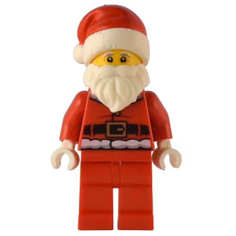 Santa - Red Fur Lined Jacket with Button and Plain Back, Red Legs, White Bushy Moustache and Beard Santa - Red Fur Lined Jacket with Button and Plain Back, Red Legs, White Bushy Moustache and Beard