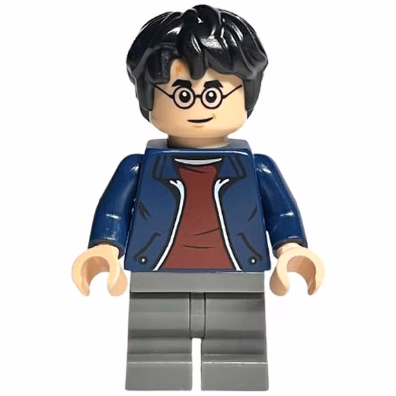 Harry Potter - Dark Blue Jacket with Dark Red Shirt, Dark Bluish Gray Medium Legs, Black Hair