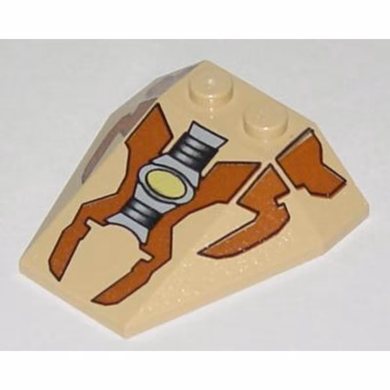 Wedge 4 x 4 Triple without Stud Notches with Brown Panels, Gray Machinery, Lime Light Pattern