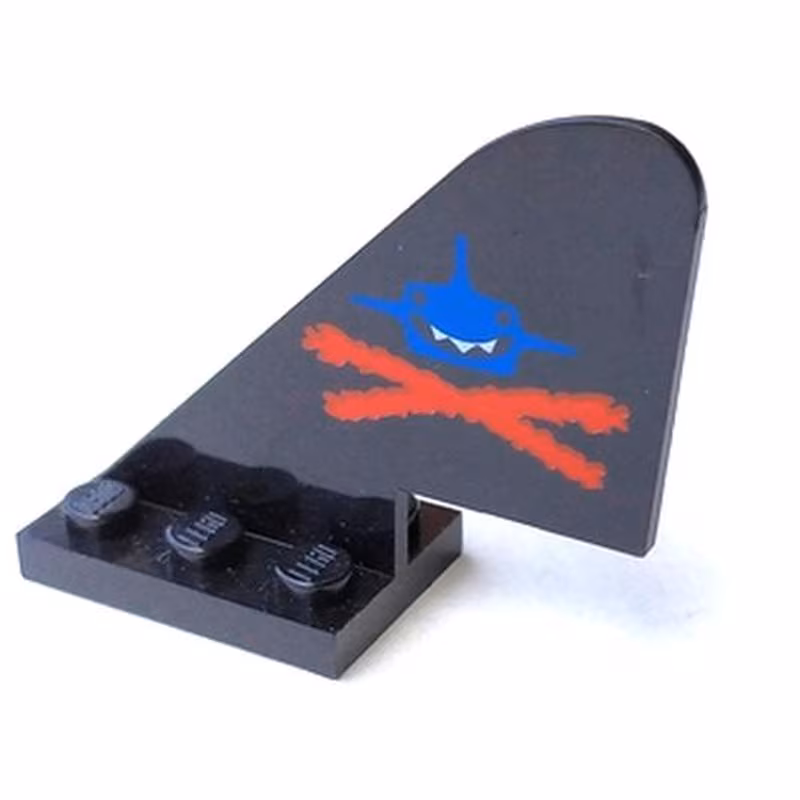 Tail with Rounded Top, Aquazone Aquashark Blue Shark with Red 'X' Pattern