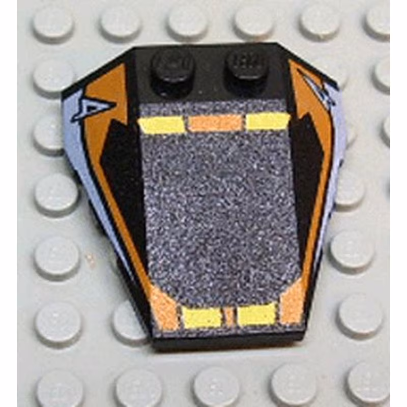 Wedge 4 x 4 Triple with Stud Notches with Orange Window Frame, Yellow Stripes, Light Blue 4 Pattern