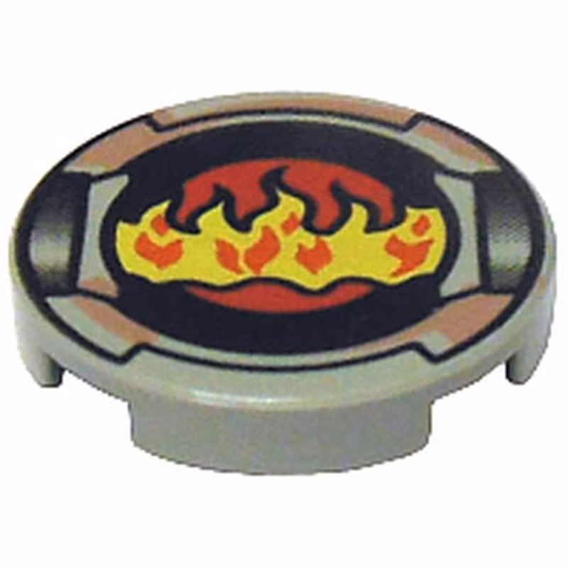 Tile, Round 2 x 2 with Flame and Sand Red Border Pattern Tile, Round 2 x 2 with Flame and Sand Red Border Pattern