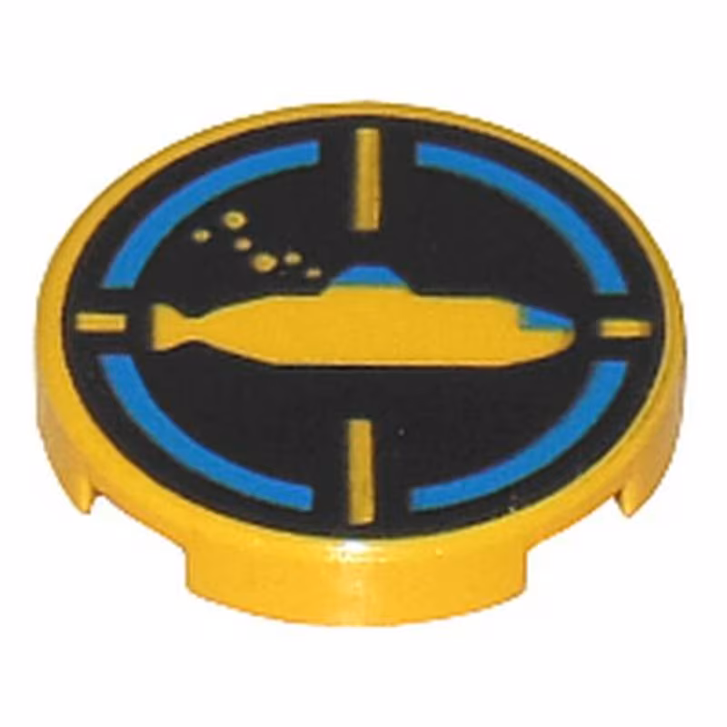 Tile, Round 2 x 2 with Black Background, Yellow Submarine Pattern Tile, Round 2 x 2 with Black Background, Yellow Submarine Pattern