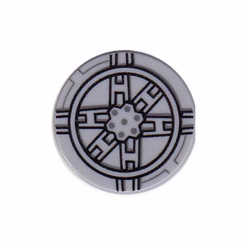 Tile, Round 2 x 2 with Black SW Tie Fighter Pattern Tile, Round 2 x 2 with Black SW Tie Fighter Pattern