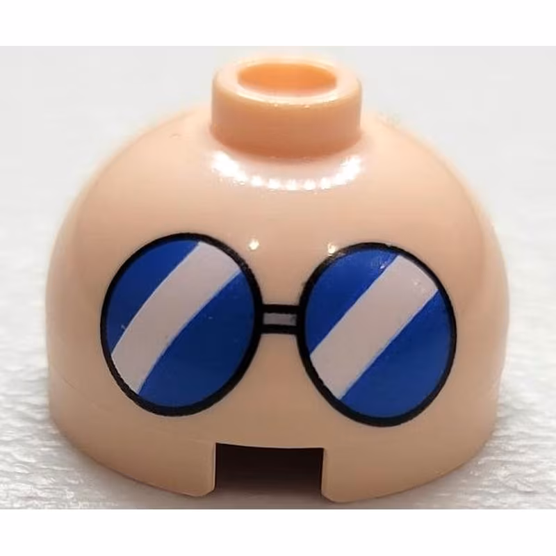 Brick, Round 2 x 2 Dome Top with Blue Glasses with White Diagonal Stripes Pattern Brick, Round 2 x 2 Dome Top with Blue Glasses with White Diagonal Stripes Pattern