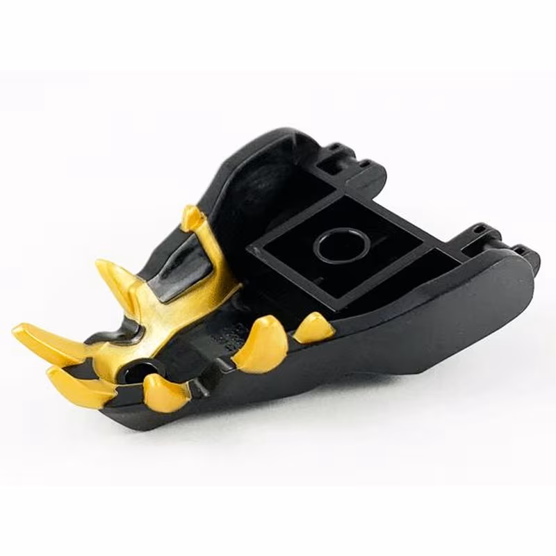 Dragon Head (Ninjago) Jaw with 2 Bar Handles on Back with Molded Gold Teeth Pattern