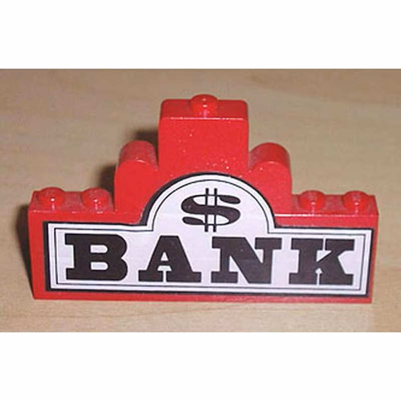 Stickered Assembly 8 x 1 x 4 with 'BANK' and Dollar Sign Pattern (Sticker) - Set 6765