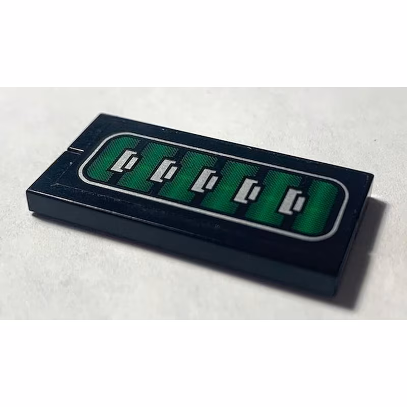 Stickered Assembly 4 x 2 with Green and Silver Vent Pattern (Sticker) - Set 7702 - 2 Tile 1 x 4