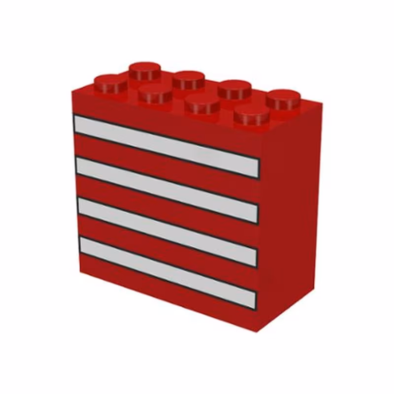 Brick 2 x 4 x 3 with Black Outlined White Stripes Pattern Brick 2 x 4 x 3 with Black Outlined White Stripes Pattern