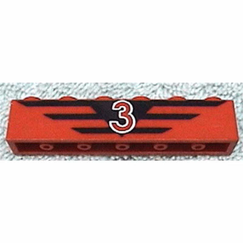 Brick 1 x 6 with Red 3 and Black Stripes Pattern Brick 1 x 6 with Red 3 and Black Stripes Pattern