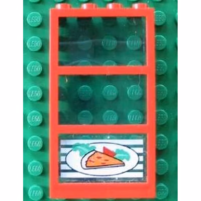 Window 1 x 4 x 6 with 3 Panes with Fixed Trans-Light Blue Glass with Pizza Pointing Right Pattern (Sticker) - Set 4556
