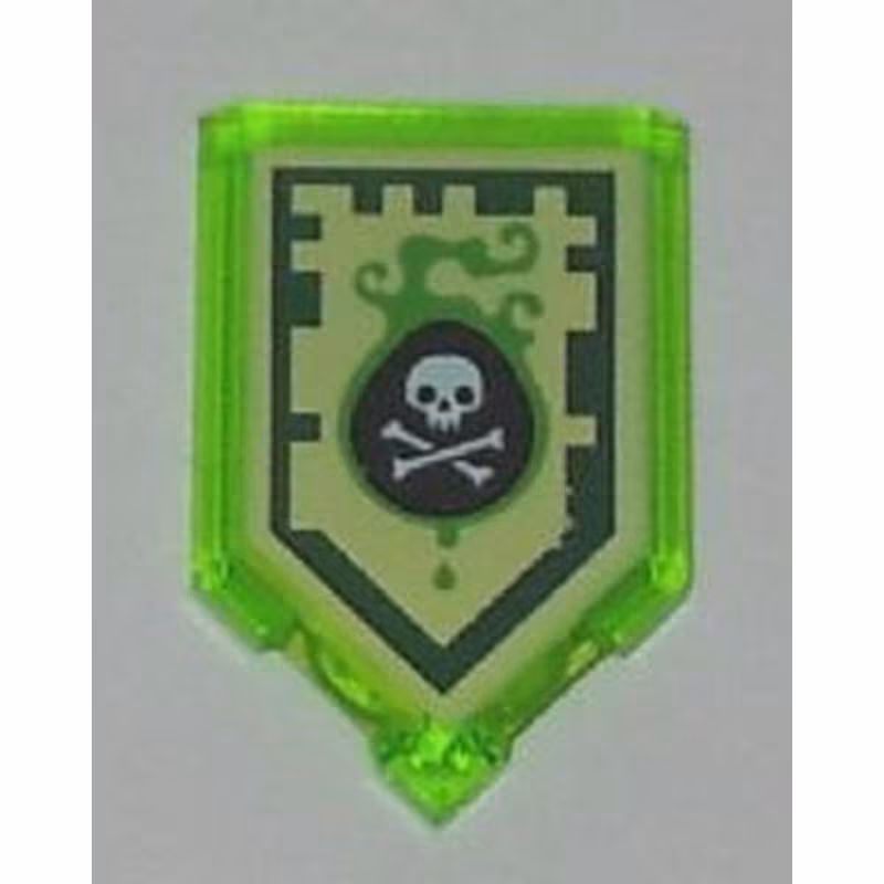 Tile, Modified 2 x 3 Pentagonal with Nexo Power Shield Pattern - Venom Bite Tile, Modified 2 x 3 Pentagonal with Nexo Power Shield Pattern - Venom Bite