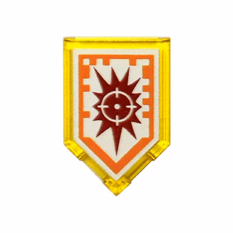 Tile, Modified 2 x 3 Pentagonal with Nexo Power Shield Pattern - Target Blaster Tile, Modified 2 x 3 Pentagonal with Nexo Power Shield Pattern - Target Blaster