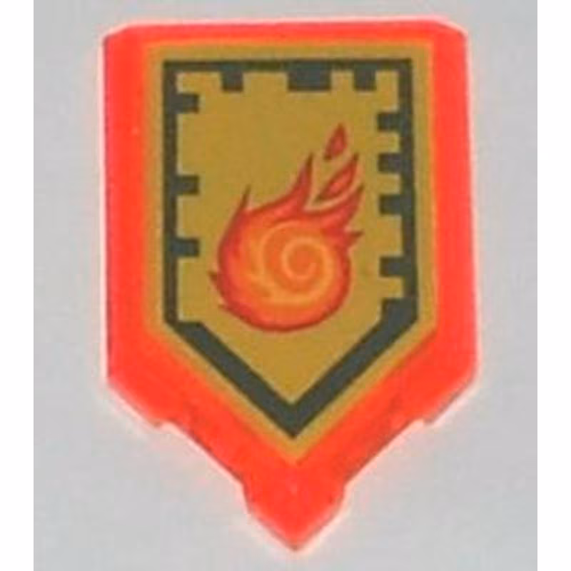 Tile, Modified 2 x 3 Pentagonal with Nexo Power Shield Pattern - Rolling Fireball Tile, Modified 2 x 3 Pentagonal with Nexo Power Shield Pattern - Rolling Fireball