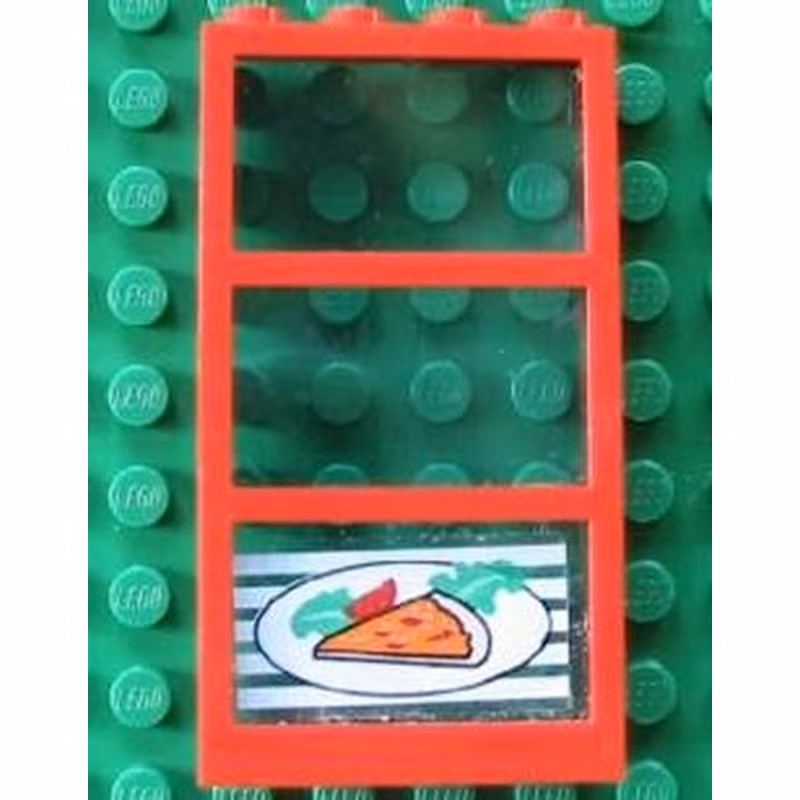 Window 1 x 4 x 6 with 3 Panes with Fixed Trans-Light Blue Glass with Pizza Pointing Left Pattern (Sticker) - Set 4556