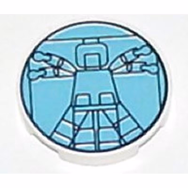 Tile, Round 2 x 2 with Light Blue Vitruvian Minifigure Pattern Tile, Round 2 x 2 with Light Blue Vitruvian Minifigure Pattern