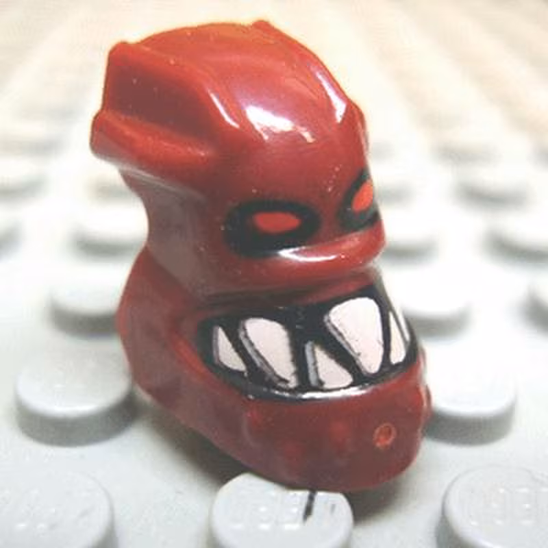 Minifigure, Head, Modified Bionicle Piraka Hakann with Eyes and Teeth Pattern