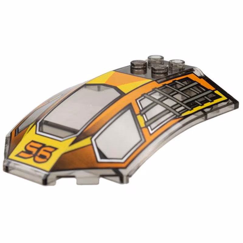 Windscreen 8 x 6 x 2 Curved with '56' and Yellow / Orange / Dark Gray Racing Pattern Windscreen 8 x 6 x 2 Curved with '56' and Yellow / Orange / Dark Gray Racing Pattern
