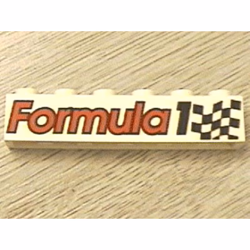 Brick 1 x 6 with 'Formula 1' and Checkered Flag Pattern Brick 1 x 6 with 'Formula 1' and Checkered Flag Pattern