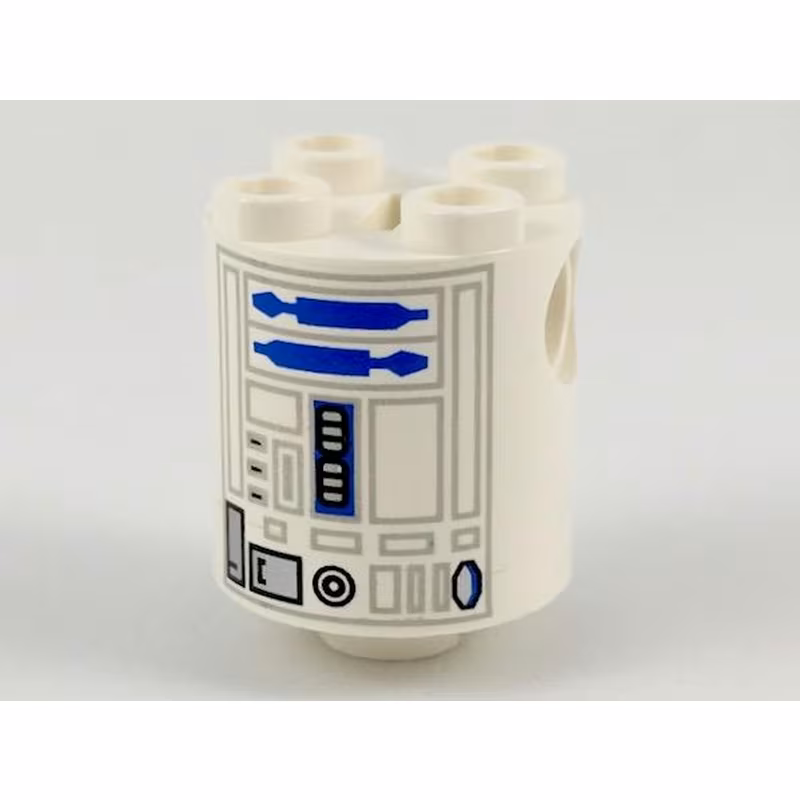 Brick, Round 2 x 2 x 2 Robot Body with Gray Lines and Blue Pattern (R2-D2)