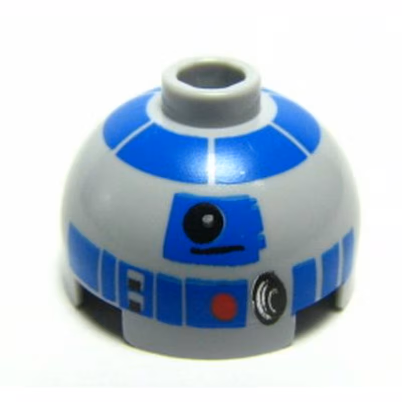 Brick, Round 2 x 2 Dome Top with Blue Pattern (R2-D2)