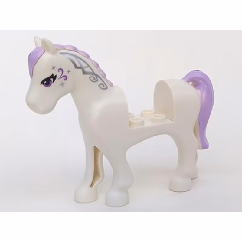 Horse with 2 x 2 Cutout with Lavender Eyes, Face Decoration, Mane and Tail Pattern