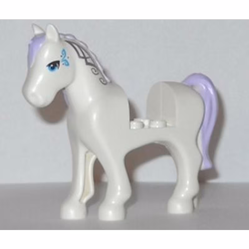 Horse with 2 x 2 Cutout with Blue Eyes and Face Decoration, Lavender Mane and Tail Pattern