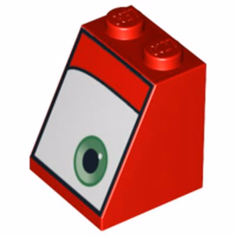 Slope 65 2 x 2 x 2 with Bottom Tube with Green Eye on Wide White Background Pattern Model Right Side Slope 65 2 x 2 x 2 with Bottom Tube with Green Eye on Wide White Background Pattern Model Right Side