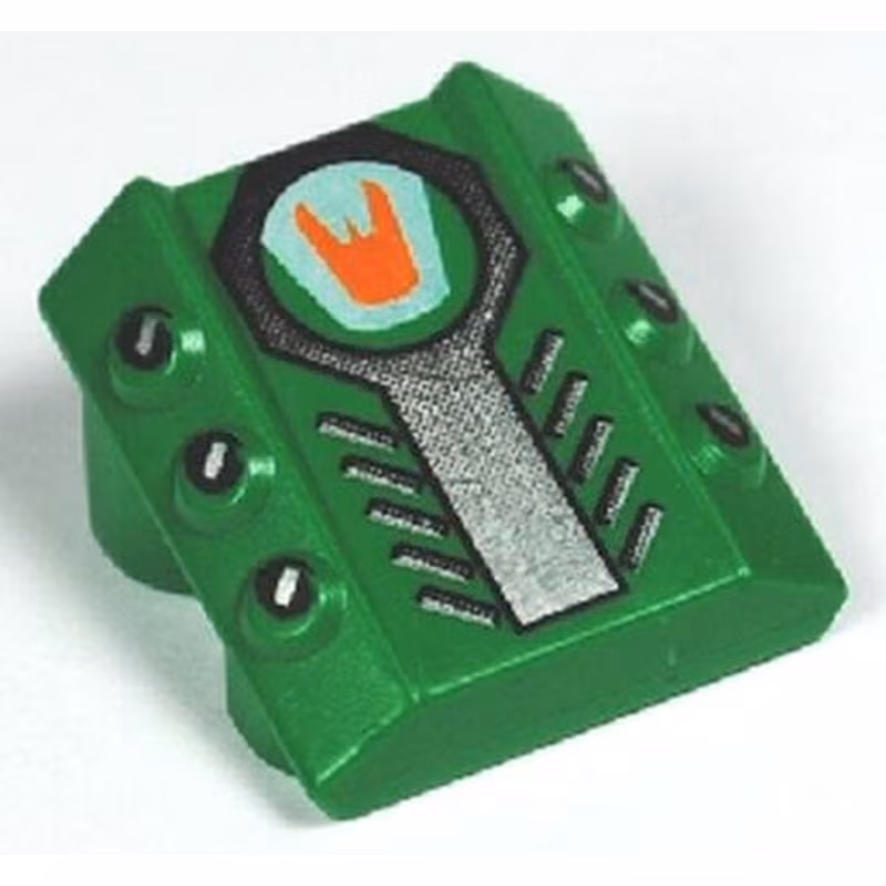 Brick, Modified 2 x 2 No Studs, Sloped with 6 Side Pistons Raised and Scratch Pattern