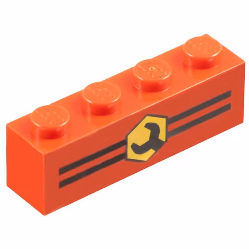 Brick 1 x 4 with Stripes and Wrench Pattern Brick 1 x 4 with Stripes and Wrench Pattern