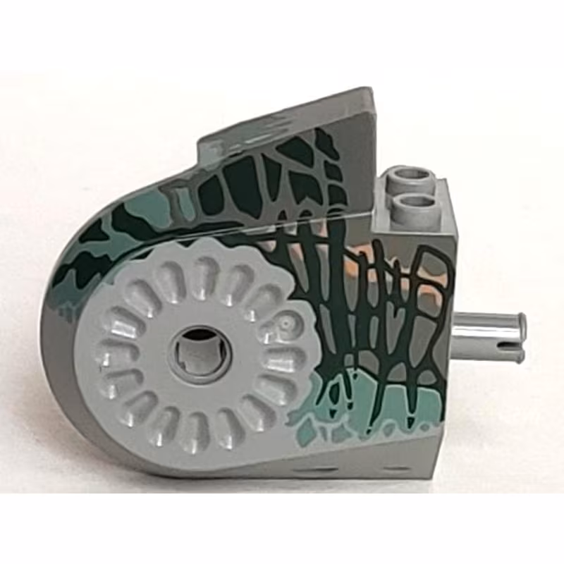 Dinosaur Body Quarter with Pins with Dark Gray, Dark Green, Medium Orange, and Sand Green Markings Streaked Pattern