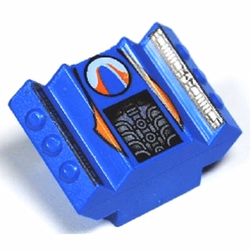 Brick, Modified 2 x 2 No Studs, Sloped with Angled Side Block Extensions and Surfer Pattern (Set 4567)