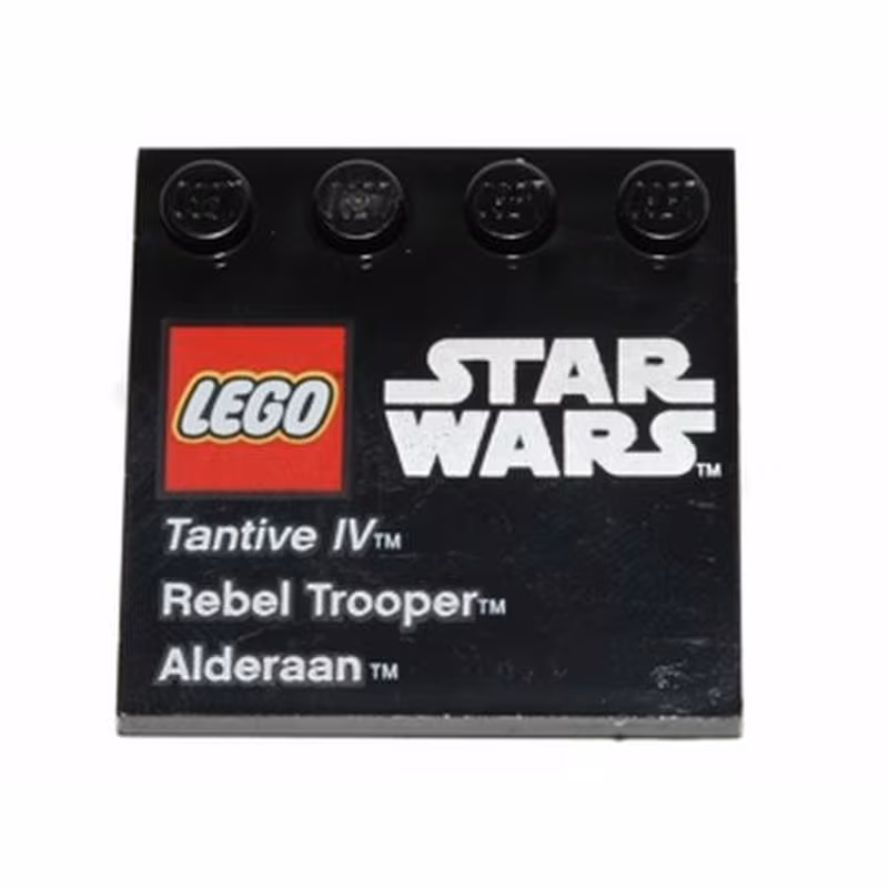 Tile, Modified 4 x 4 with Studs on Edge with LEGO Star Wars Logo, 'Tantive IV', 'Rebel Trooper', and 'Alderaan' Pattern - Set 75011