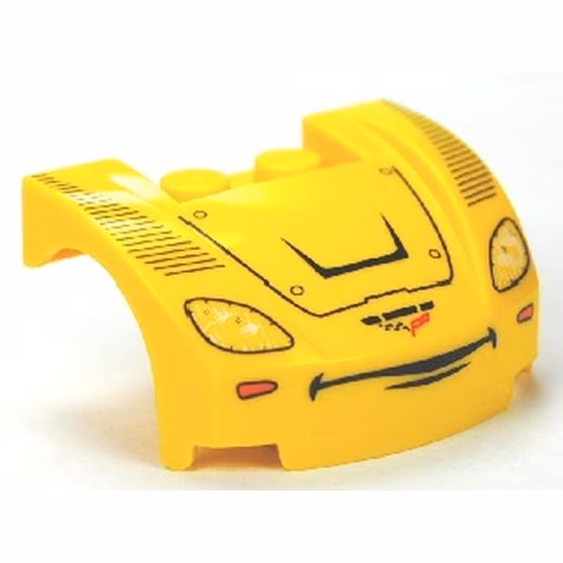 Vehicle, Mudguard 3 x 4 x 1 2/3 Curved Front with Headlights and Smile Pattern (Jeff Gorvette)