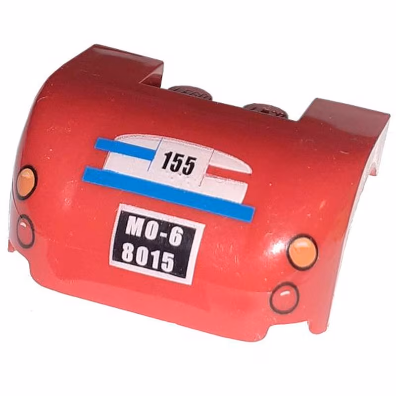 Vehicle, Mudguard 3 x 4 x 1 2/3 Curved with Taillights, Black '155', Blue Stripe, and White 'MO-6 8015' License Plate Pattern