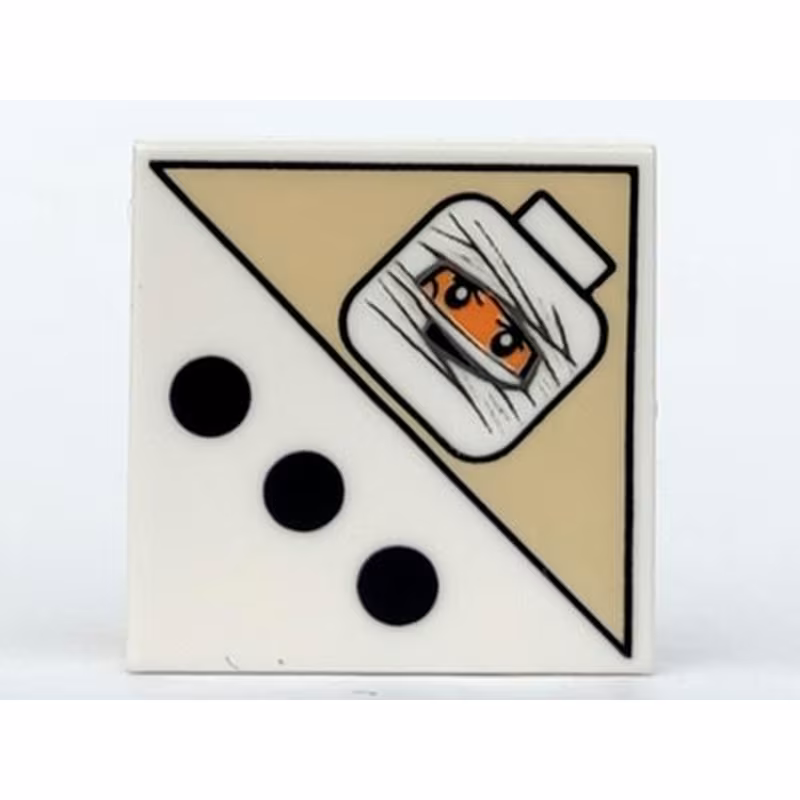 Tile 2 x 2 with 3 Black Dots and Mummy Head Pattern Tile 2 x 2 with 3 Black Dots and Mummy Head Pattern