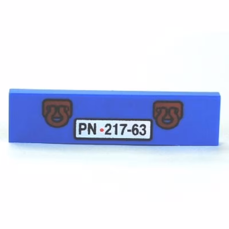 Tile 1 x 4 with Tow Hooks and 'PN 217-63' Pattern (Ivan Mater) Tile 1 x 4 with Tow Hooks and 'PN 217-63' Pattern (Ivan Mater)
