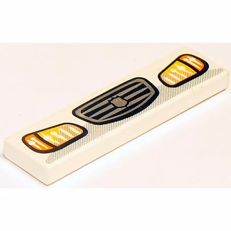 Tile 1 x 4 with Headlights and Grille with Badge Pattern Tile 1 x 4 with Headlights and Grille with Badge Pattern