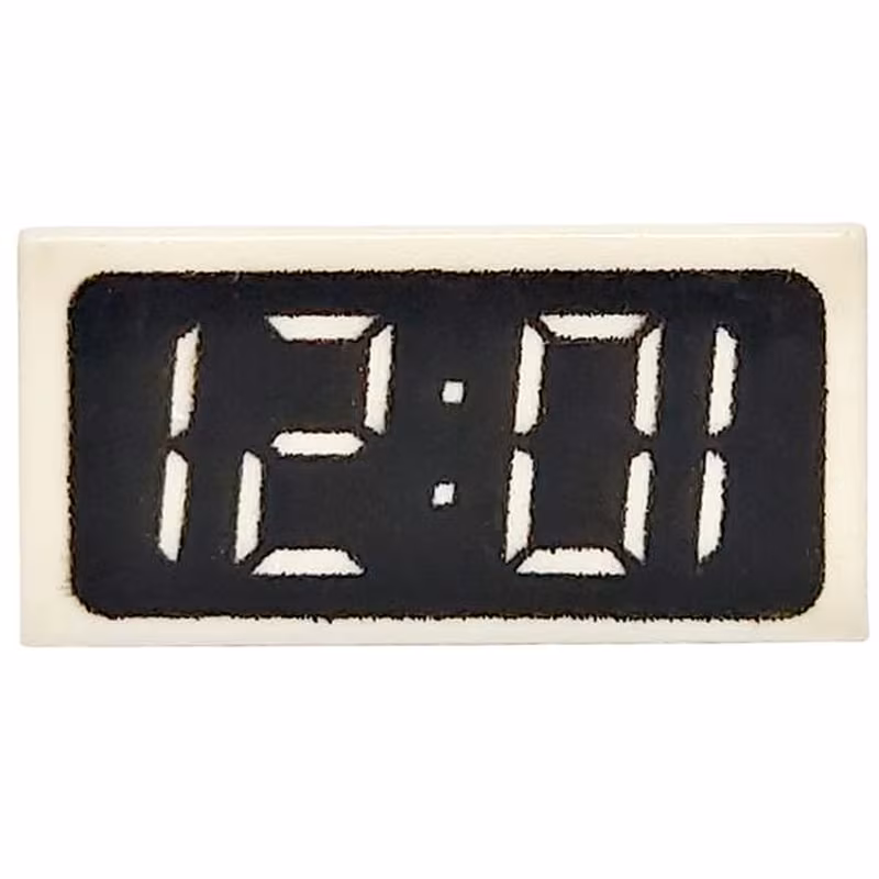 Tile 1 x 2 with Digital Clock with '12:01' / '10:21' on Black Background Pattern Tile 1 x 2 with Digital Clock with '12:01' / '10:21' on Black Background Pattern