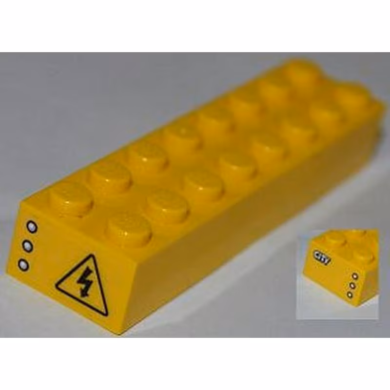 Brick 2 x 8 with 'CITY' on One End, Electricity Danger Sign on Other End Pattern (Stickers) - Set 4203